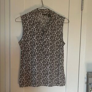 Tahari Black and White Animal Print Blouse